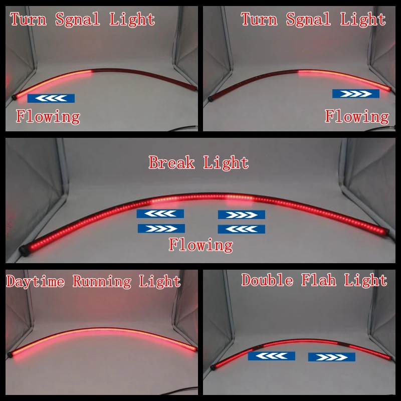 

Yituancar 1X 1M RGB LED High Position Break Light Strip Turn Signal Double Flash Car Styling Additional Brake Day Lamp Assembly