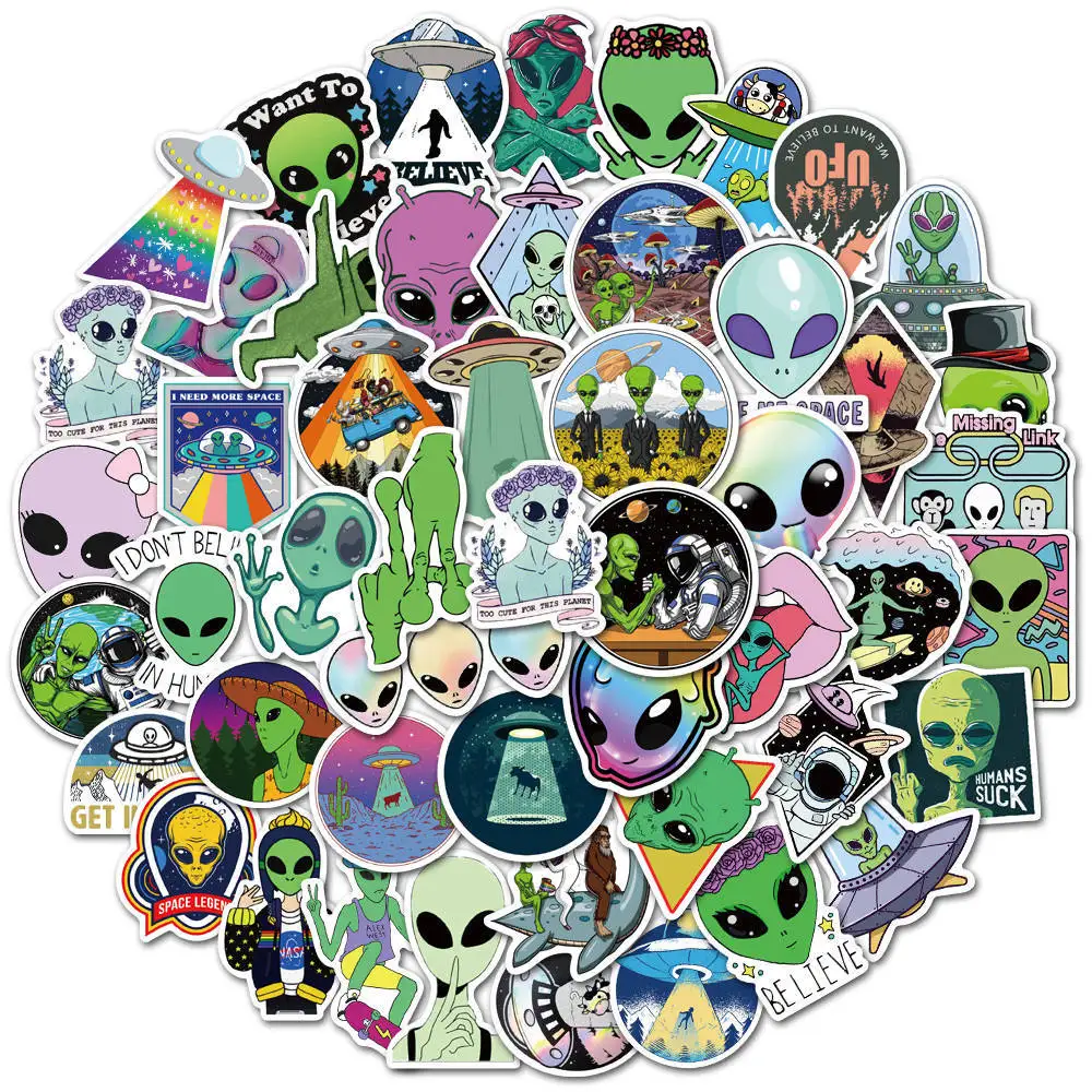

50pcs Alien Cartoon Sticker UFO Sticker