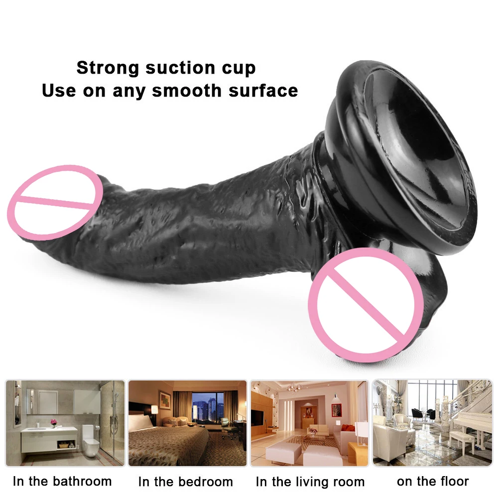 Эротическая игрушка черный фаллоимитатор для женщин большой с присоской секс
