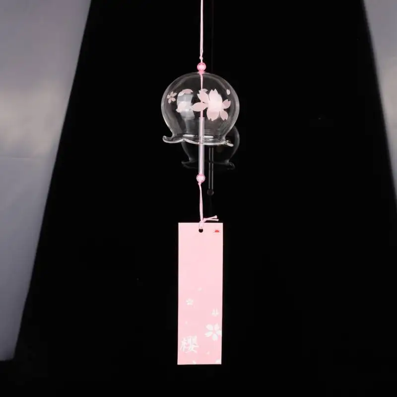 

New Japan Style Handpaint Sakura Glass Wind Chimes Creative Gifts Painted Window and Door Hanging Wind Bells Decorations#Q
