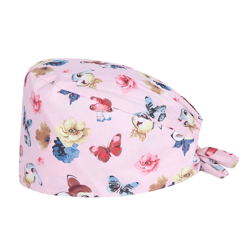 

Cotton Print Scrubs Women Laboratory Hat Baking Chef Hat Beauty Salon Work Caps Pet Grooming Beautician Work Scrubs Cap Unisex