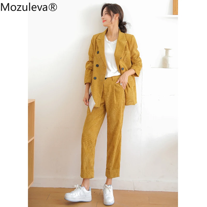 Женский вельветовый костюм-Блейзер брюки и | Женская одежда
