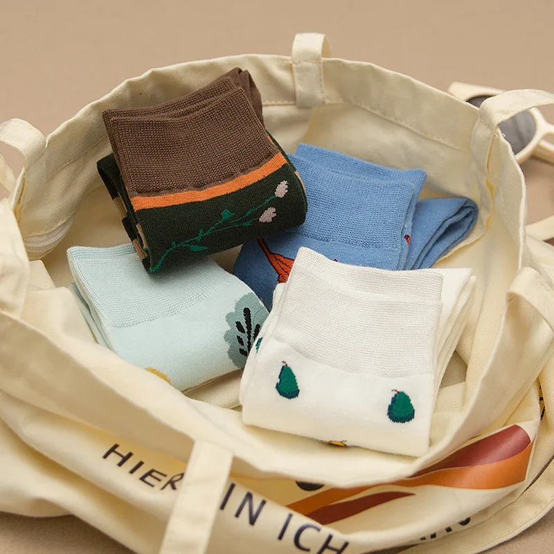 Японский Корейский стиль мультфильм растения Фрукты смешные носки женские для