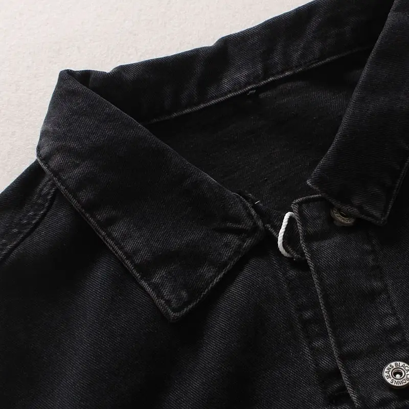 

2021 Women's Black Denim Vest Autumn Winter Pockets Loose Cotton Sleeveless Jacket Turn Down Collar Single Breasted Vest 3005