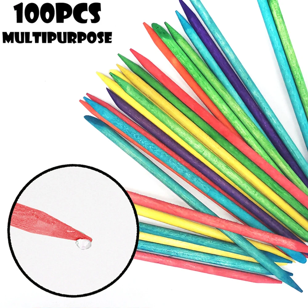 100 шт./компл. оранжевая двухсторонняя деревянная ручка для удаления кутикулы