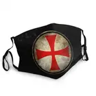 Многоразовая маска для лица с изображением рыцарей тамплиеров, двойка, средневековый Святой Крестоносец, маска с флагом, мужская, защитный респиратор