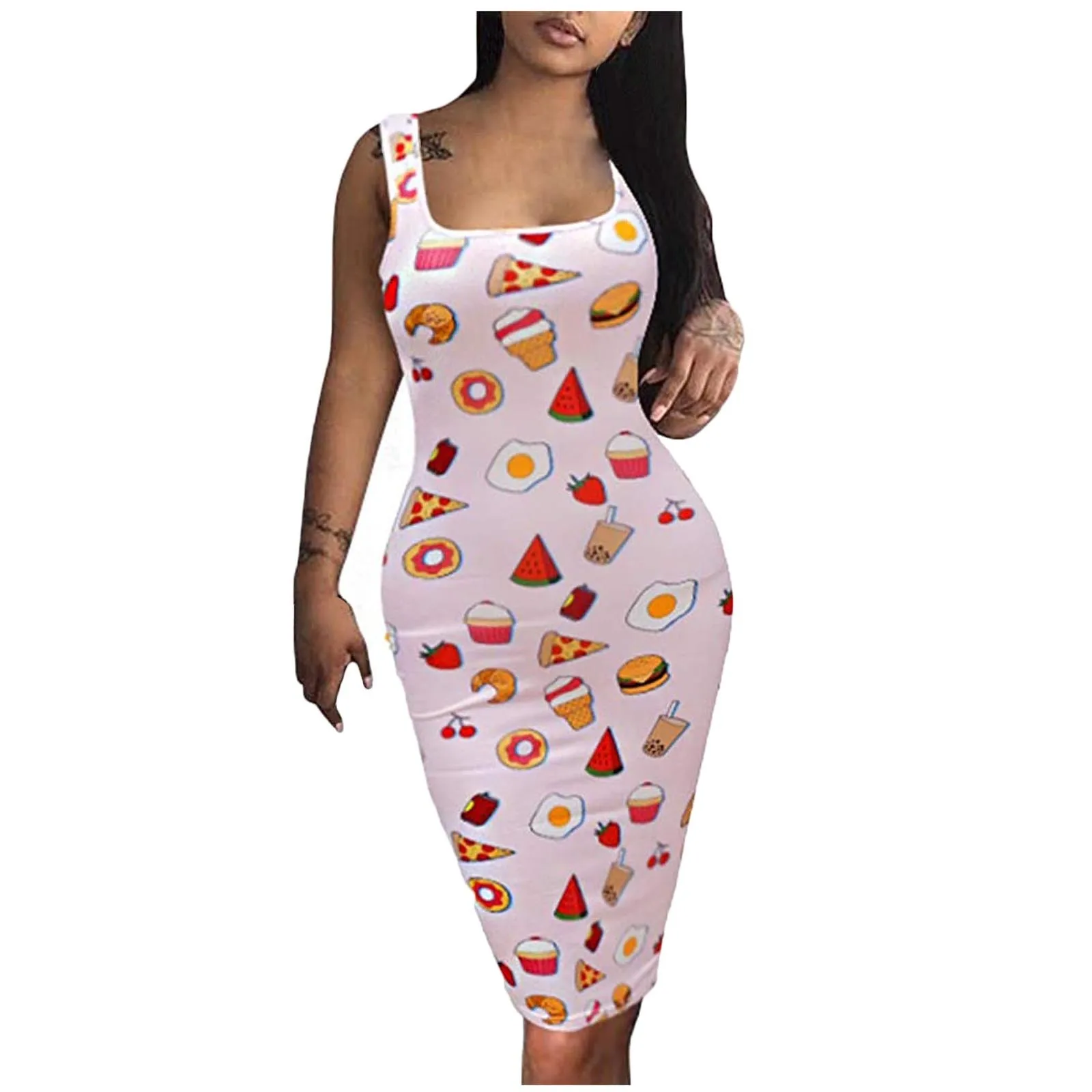 

40# Butterfly Printing sheath Dress Sexy Wrap Hip Tank Dress High Waist Sleeveless summer dress 2021 Mini Dress Woman Clothing
