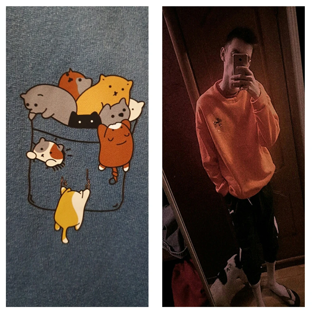 Толстовка мужская Осенняя с капюшоном карманами в стиле Харадзюку | Мужская