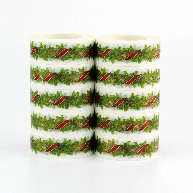 

Wholesale 10PCS/lot Kawaii Wreath Christmas Washi Tapes for Planner Bullet Journal Stickers Adhesive Masking Tapes Stationery