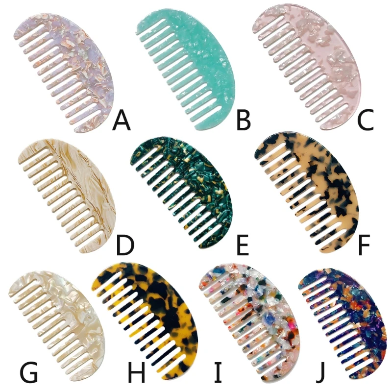 Расческа для волос с широкими зубьями мраморная леопардовая ацетатная