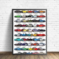 porsche 911 car 70 years anniversay evolution edition canvas painting poster colorful 911 model car wall art prints home decor