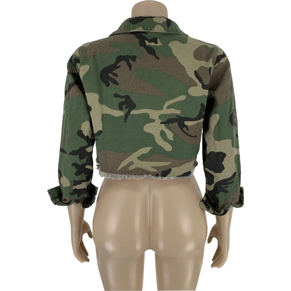 Камуфляжное пальто куртка женская верхняя одежда модная длинный рукав для