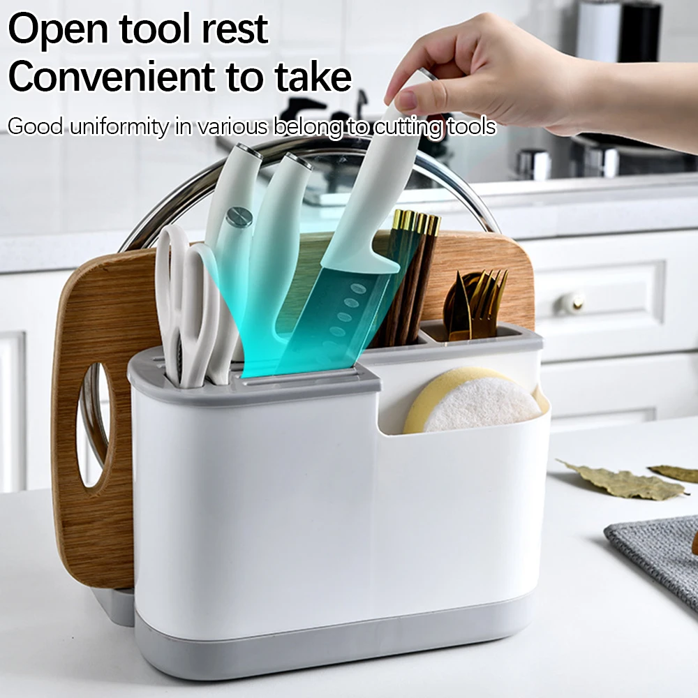 

Multi-Function Household Kitchen Knife Rack Knife Holder Storage Rack Chopsticks Plastic Drain Tube Knife Rest Kitchen Tool
