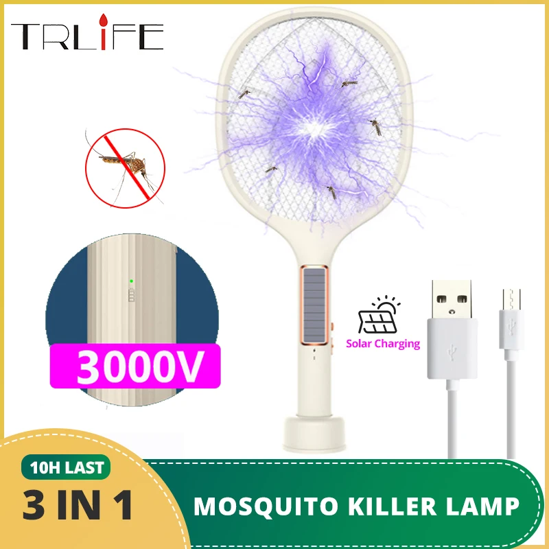 

3 IN 1 10 LED Trap Mosquito Killer Lamp 3000V Electric Bug Zapper USB Rechargeable Summer Fly Swatter Trap Flies Insect