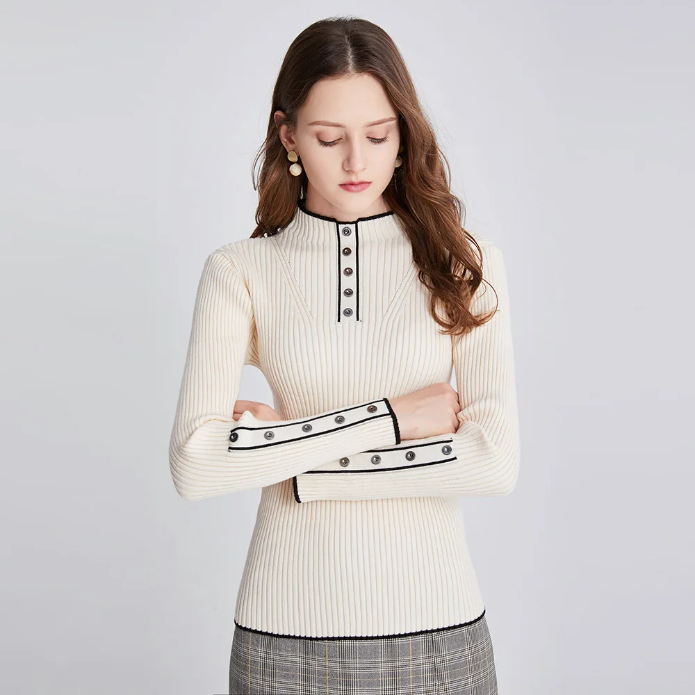 Женские свитера с высоким воротником на осень и зиму новинка корейский стиль