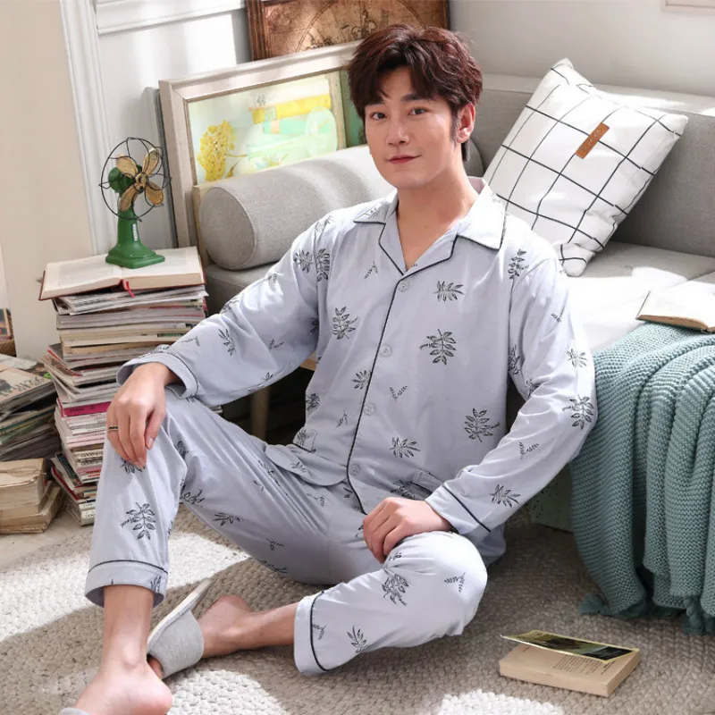 

Men Cotton Pajamas Sets Winter Homewear pijama hombre invierno Long Sleeve Trousers Nightwear for Men Luxury Men Clothes