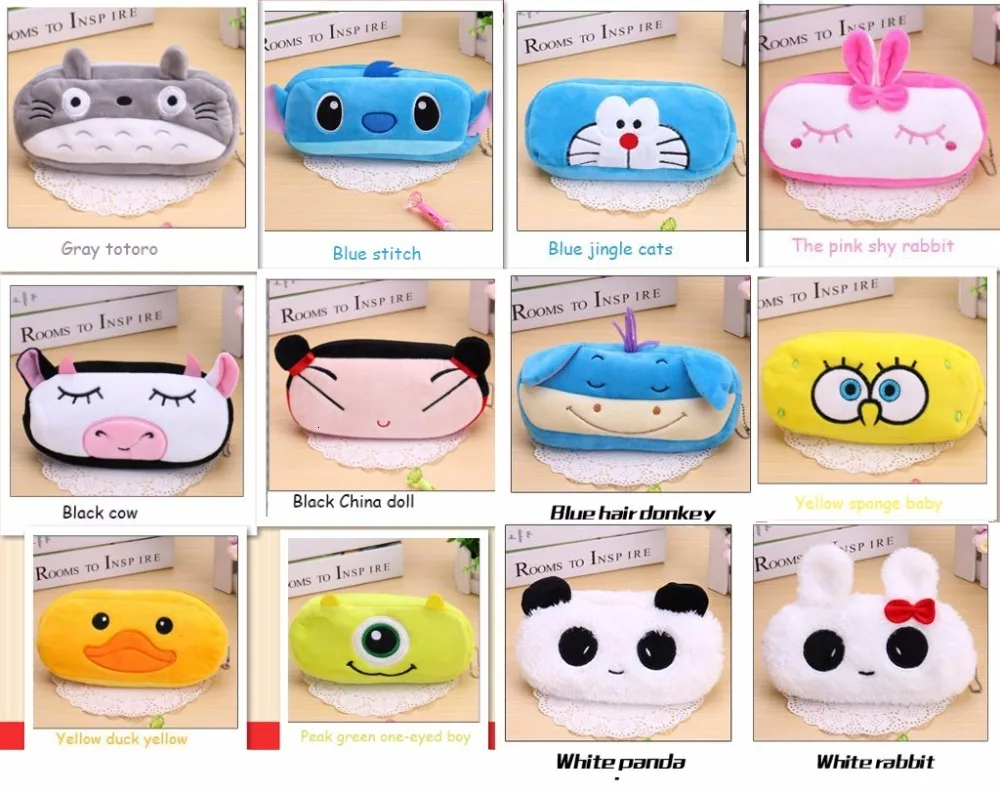 1 шт 12 Цвет школьная Kawaii Тоторо Карандаш Чехол сумка/мешок карандаша панды плюшевые косметический кошелек мешок застежки-молнии монета сумка подарок для детей