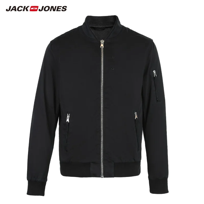 JackJones Мужская однотонная модная прямая бейсбольная куртка с воротником 219121572 |
