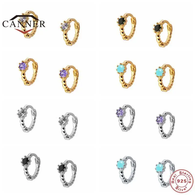 

CANNER Small Round Piercing Earring 925 Sterling Silver Hoop Earrings for Women Men Charming Circle Huggie Earings Jewelry Gift