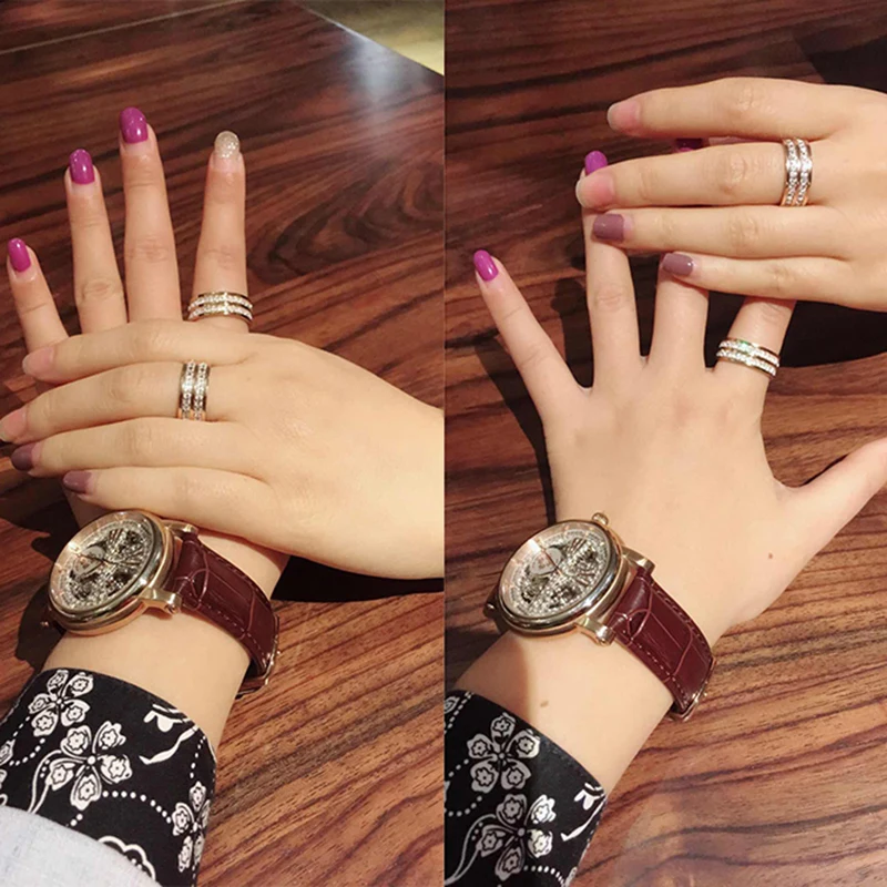 18KGP роскошные кольца цвета розового золота с фианитом AAA модные ювелирные