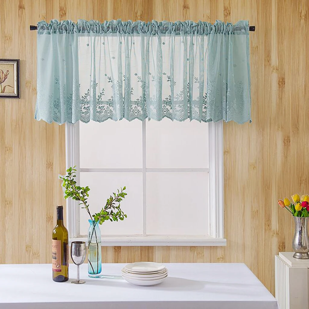 

Embroidered Lace Window Tiers Kitchen Cafe Half Curtains Valance Decoration