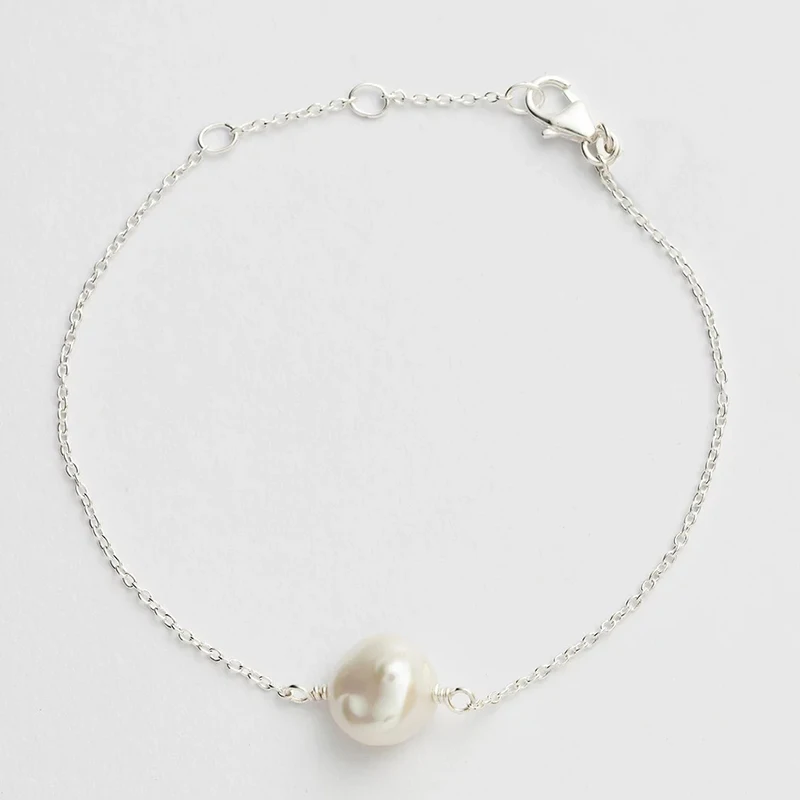 14k позолоченные латунные звенья цепи пресноводный жемчуг монета шарм браслеты