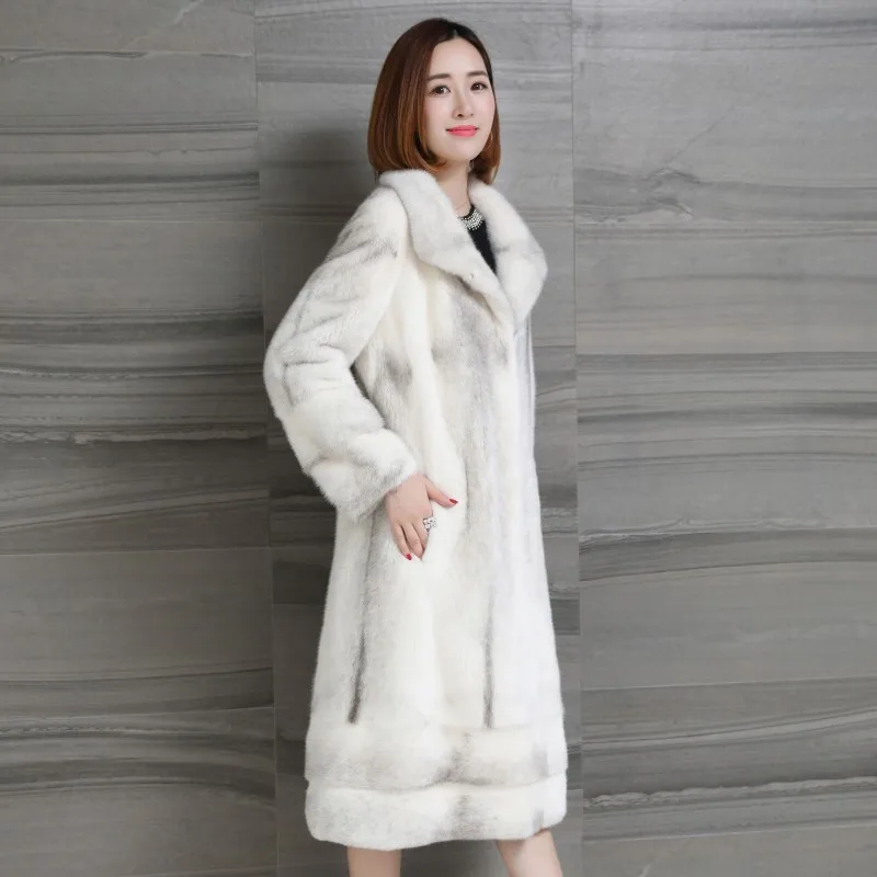Top Quality Luxury Real Mink Fur Womens X-Long Overcoats Winter Butterfly Sleeve Lapel Fashion Thick Warm Coats Plus Size 5XL