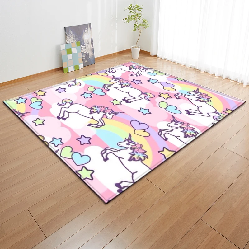 

Pink Unicorn Carpet for Living Room Cute Unicorn Bedroom Rug Girls Room Decor Baby Kids Play Room Mats Anti-Skid Bathroom Mat
