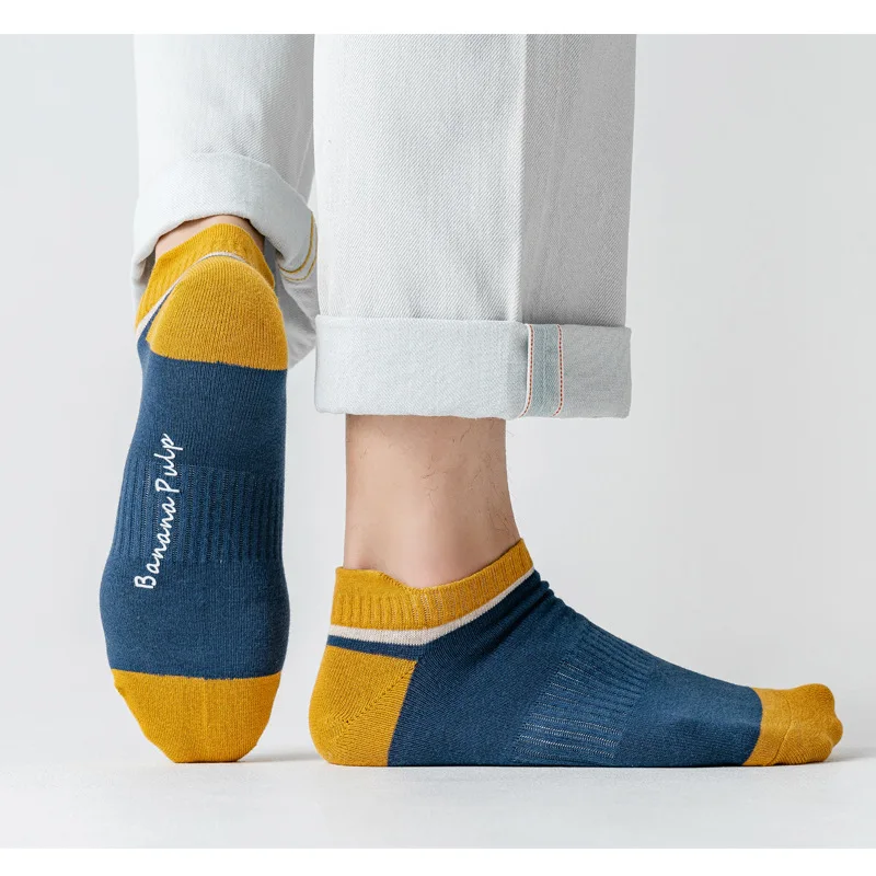 

5 pairs men's socks spring and summer low-waist heel cotton socks waist sweat-absorbent deodorant short tube socks