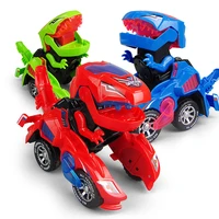 3d deformation led car kids dinosaur toys play vehicles with light flashing music for christmas childrens gift 2020