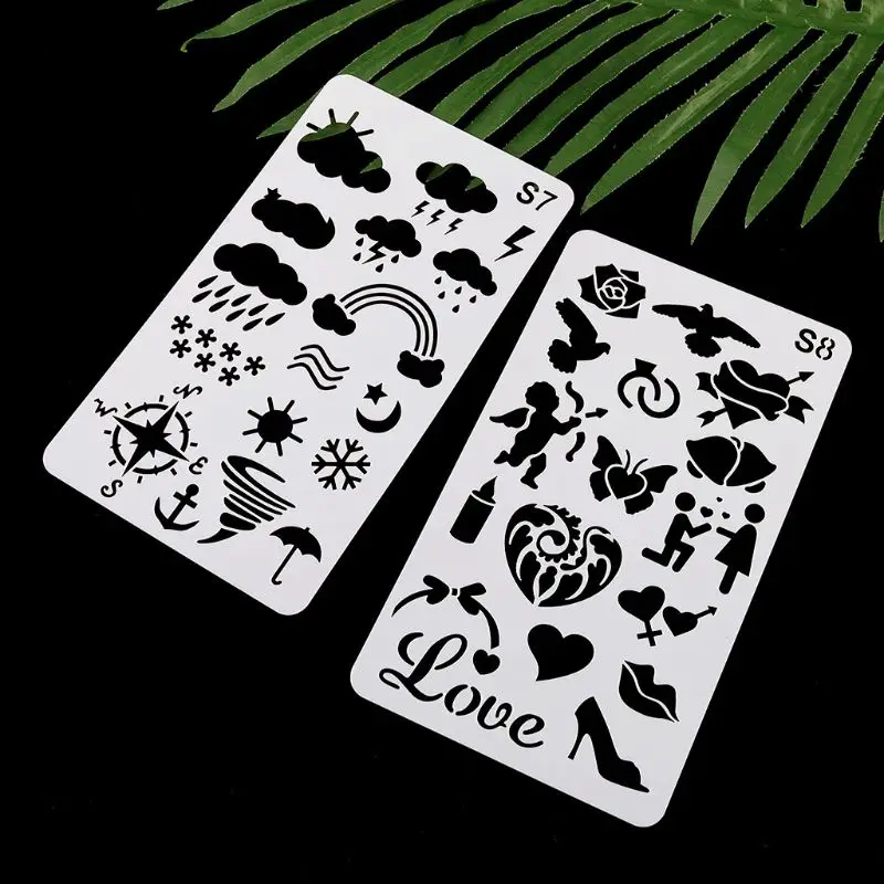 

24pcs/set Journal Border Drawing Template Ruler Stencil Painting Board DIY Album 090F