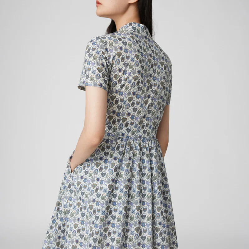 

dress New Love silk locked print dress love printing small printed silk dress