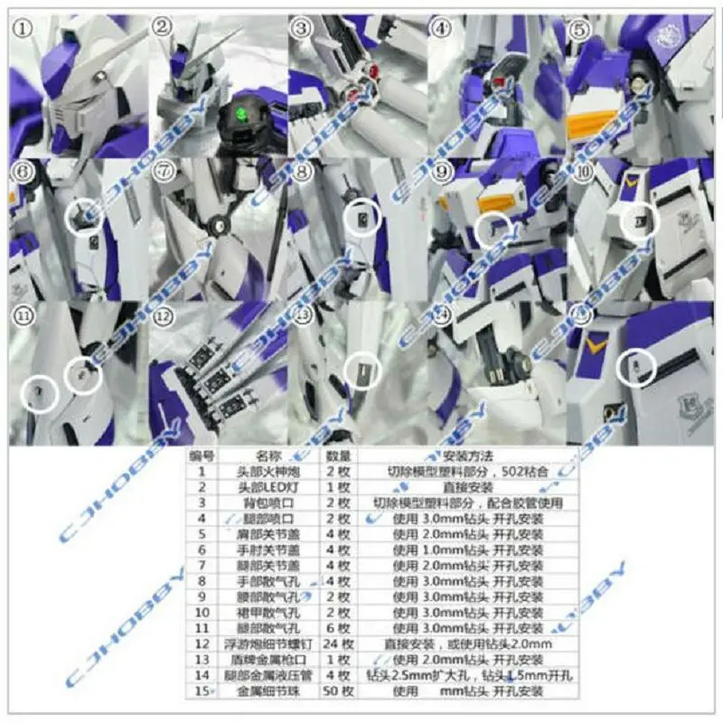 Детали для металла набор деталей ДЛЯ BANDAI NEW MG 1/100 V2 Hi-Nu Gundam Ver. Комплект модели Ka |