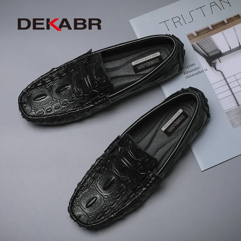 DEKABR Men Loafers Shoes Alligator Style Leather Casual Sneakers Male Fashion Boat Footwear Soft Dress Party For | Обувь