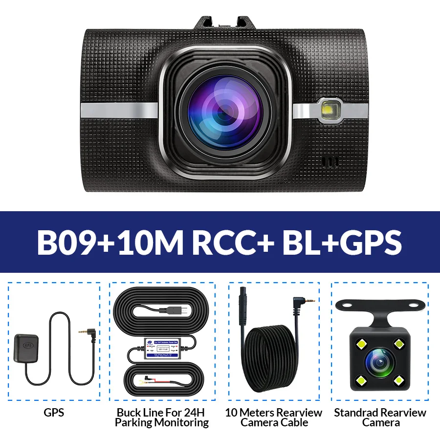 B09-10M RCC-GPS-BL E-ACE Автомобильный видеорегистратор с gps трекером, видеорегистратор Full HD 1080 P, видеорегистратор ADAS LDWS, камера ночного видения, Автомобильный регистратор, видеорегистраторы - Название цвета: B09-10M RCC-GPS-BL