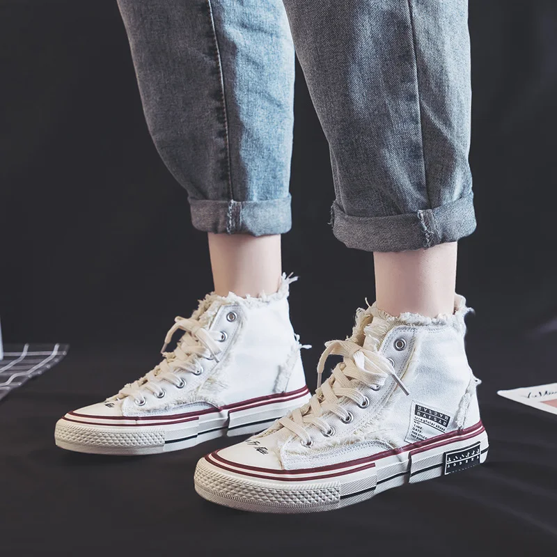 

2020 Woman Canvas Lace Up Shoes High-top Casual Shoes Female Fashion Comfortable Platform Wedges Sneakers Winter Women Sneakers