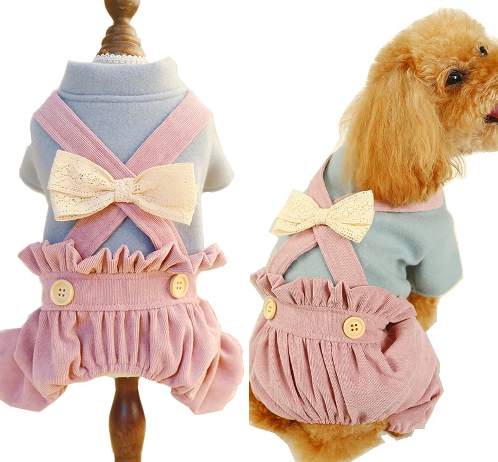 Комбинезоны для собак Осенний комбинезон собаки вельветовый девочки одежда