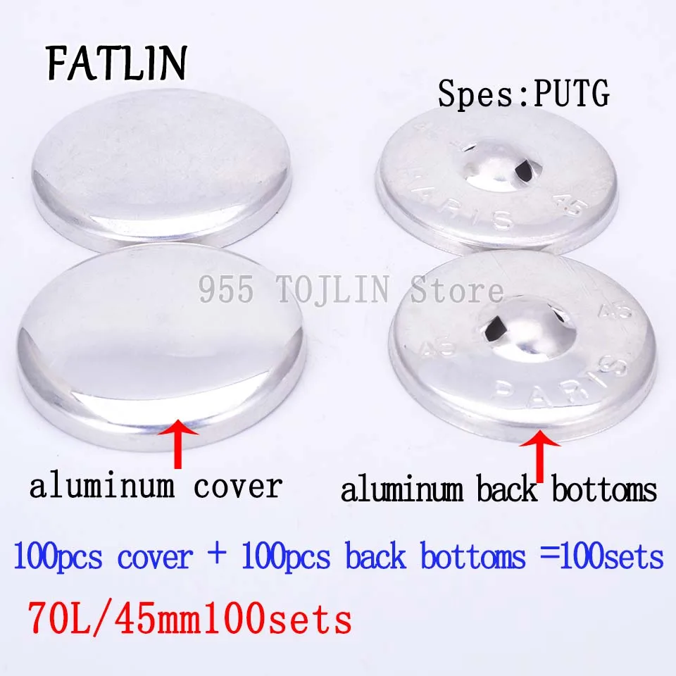 70L-45mm 100sets 100 наборов 16L-80L тканевые пуговицы из покрытой алюминием ткани, ручная работа, металлическая форма хлеба, круглая ткань, аксессуары,, PUTG - Цвет: 70L-45mm 100sets