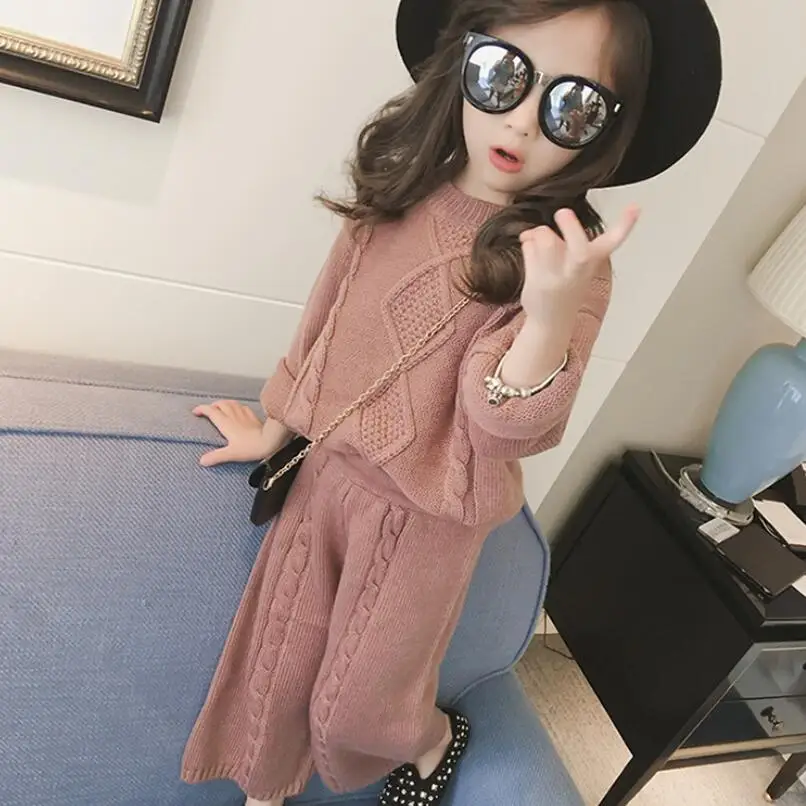 Комплект детской одежды для девочек весна/осень/зима 2020 вязаный пуловер свитер +