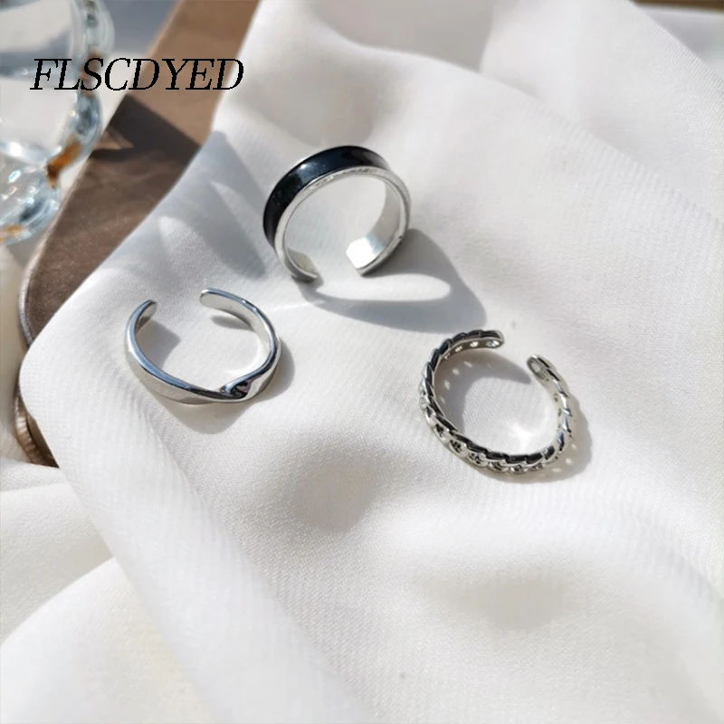 

FLSCDYED Vintage Adjustable Dripping Oil Opening Gold and Silver Color Ring Set For Women Irregular Geometry Punk Jewelry