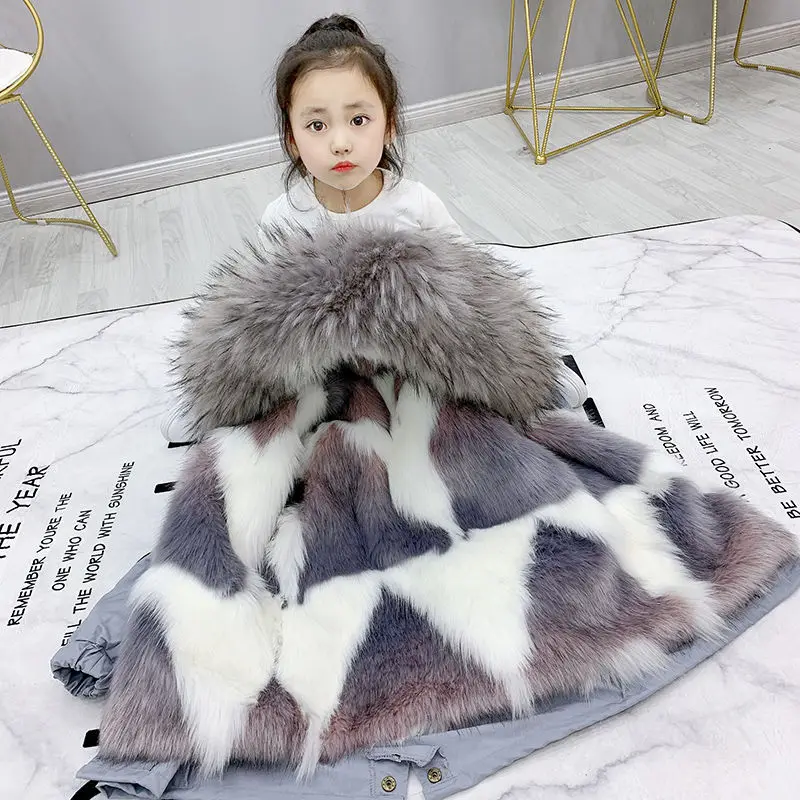 

Girls Warm Winter Coats Faux Fur Coat Fashion Kids Hooded Jackets Coats for Boys and Girls Outwear Girls Clothes Unisex Coat W80