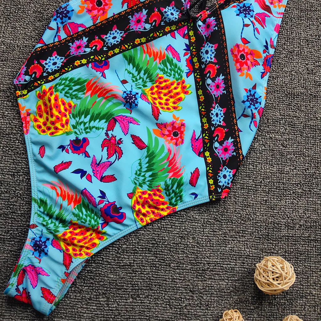 

Sexy Floral Print One-Piece Swimsuit 2021 New Women Push Up Monokini Bikini Boho Bathing Suits Swimwear Female Biquini Bandeau