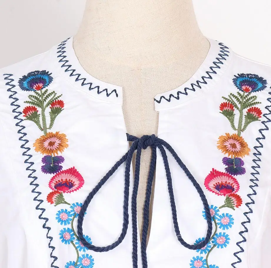 

Vintage embroidery print Dress Women V-neck lace up Long Sleeve Loose Casual mini Dress Female Fashion 2020 New spring r631