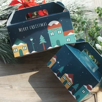 christmas night house snow 10pcs paper box with candle 2 size choose cookie candy candle jar box christmas party gifts packaging