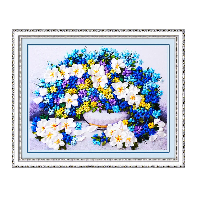 Синяя ваза для цветов ленты вышивка принт 3D вышитые крестом картины наборы