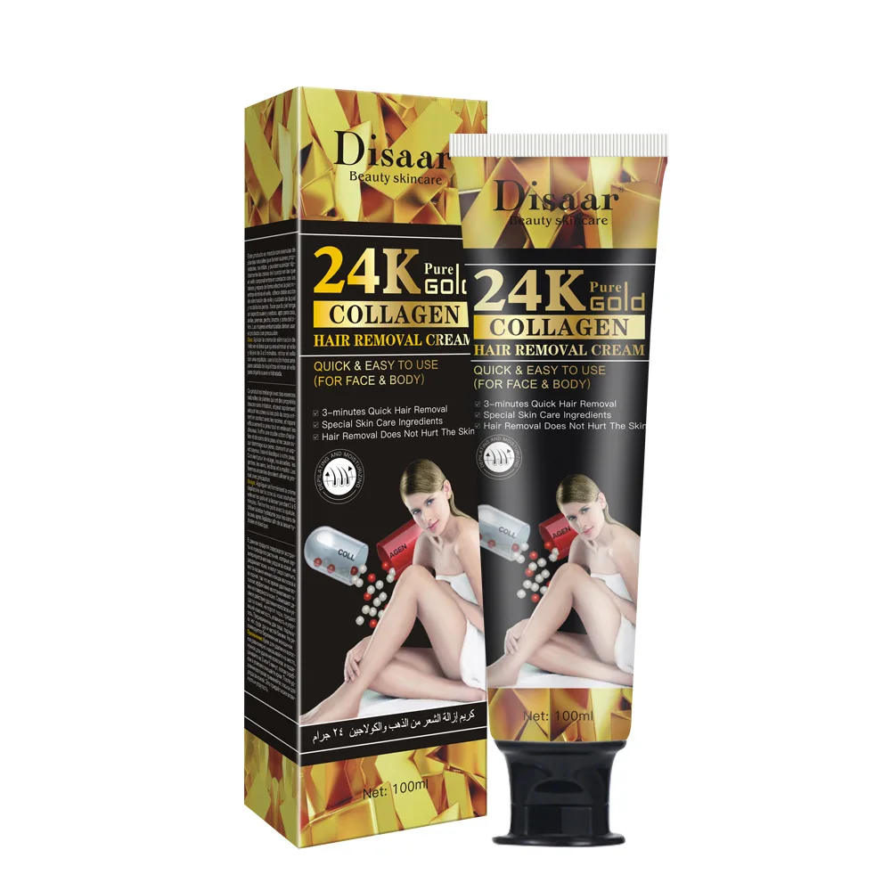 

100ml 24K Gold Collagen Hair Removal Cream Hair Removal Gentle Hair Removal Cream for Armpit Thigh Arm Hair Removal