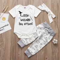 2021 new infant baby clothing set little wizard has arrived outfit romperpantshat 3pcs baby clothes outfit