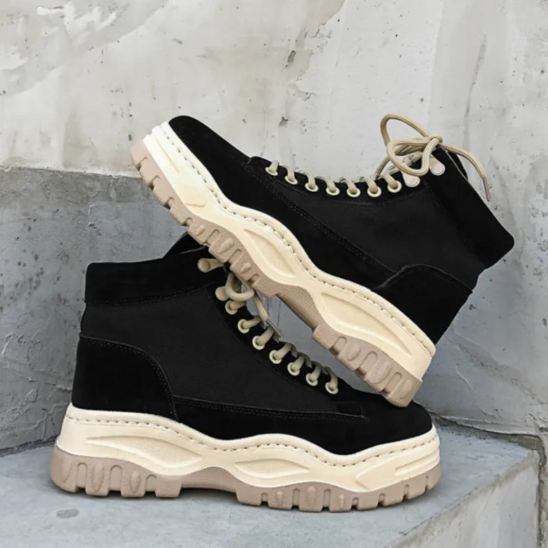 Мужские рабочие ботинки Сезон осень зима Черные хаки коричневые кроссовки на