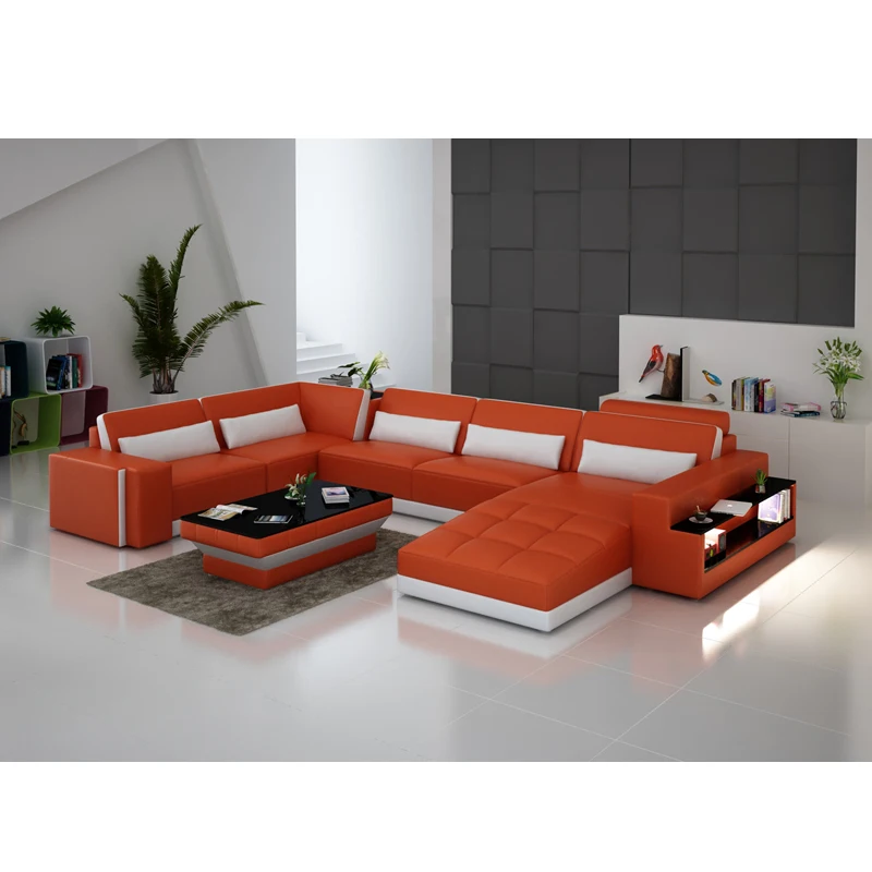 Простой дизайн конкурентоспособная цена мебель для гостиной угловой кожаный