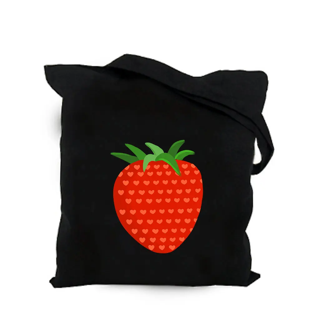 cotton canvas bag 05 Эко хлопок парусина Сумка-тоут Клубника сумка на плечо женская большая хозяйственная сумка складная рекламная милая сумка - Цвет: cotton canvas bag 05